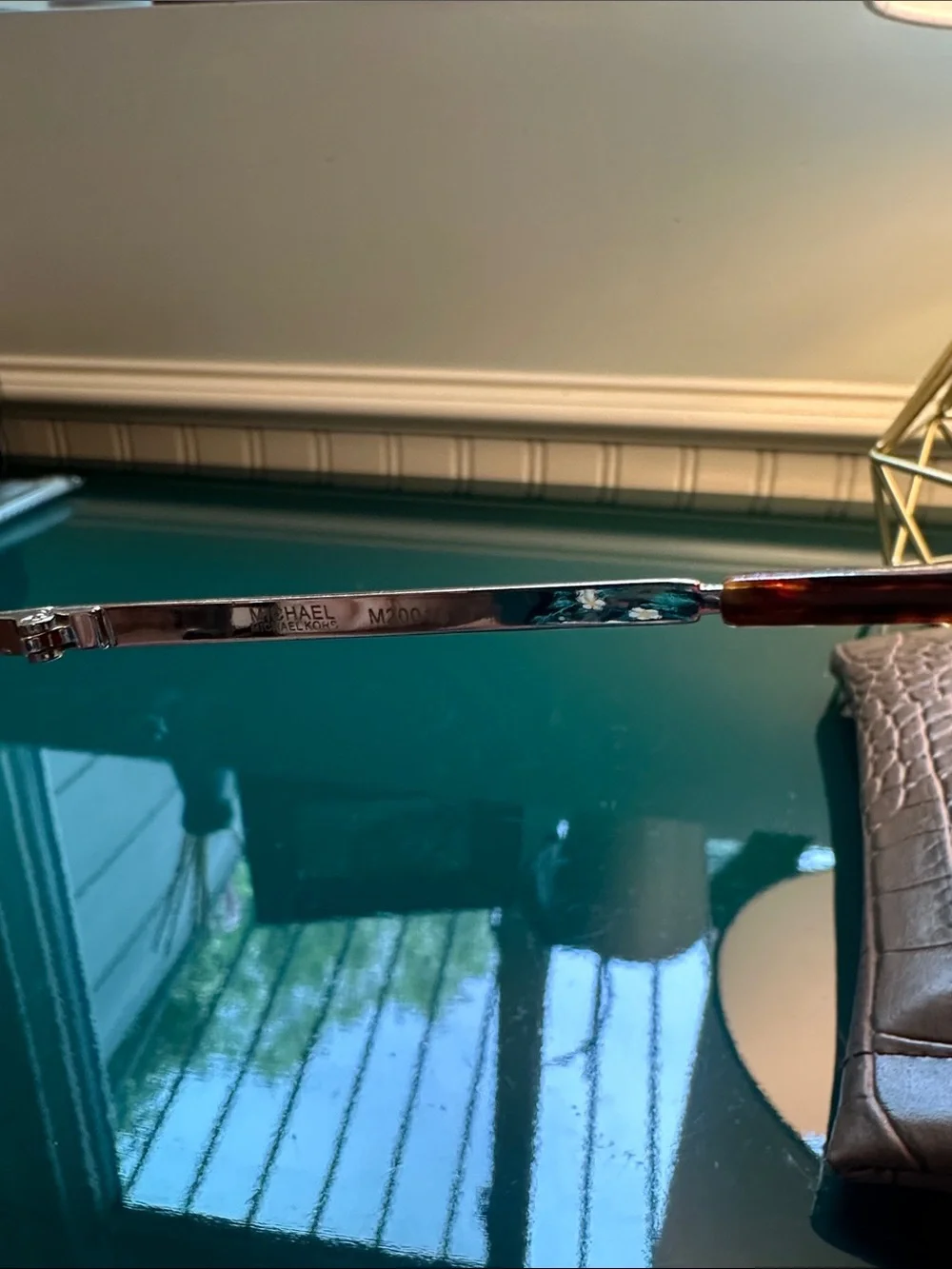 Michael Kors Black Aviator Sunglasses with Brown Croc Case